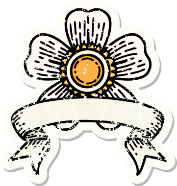 Bir insan tarafından çizilmiş çiçeğin bayrağını taşıyan eski bir etiket.