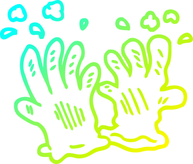 Bir insan tarafından çizilmiş steril eldivenlerin soğuk gradyan çizimi.