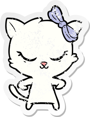 Bir insan tarafından çizilmiş şirin bir çizgi film kedisinin sıkıntılı çıkartması.