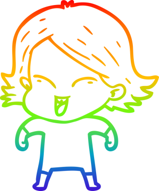 gökkuşağı gradyan çizimi mutlu bir çizgi film kızı bir insan tarafından çizildi