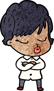 Bir insan tarafından çizilmiş gözleri kapalı çizgi film kadını.