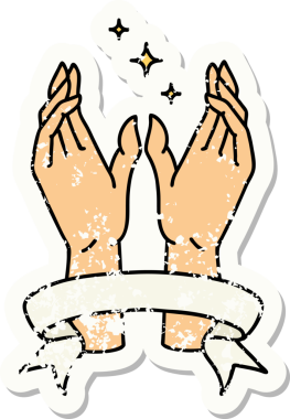 Bir insan tarafından çizilmiş mistik el sancağıyla eski bir etiket.