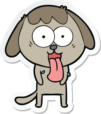 Bir insan tarafından çizilmiş şirin bir köpeğin çıkartması.