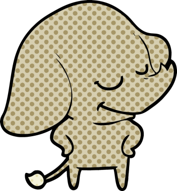 Bir insan tarafından çizilmiş gülümseyen bir fil.