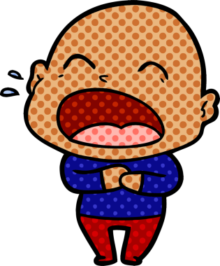 Bir insan tarafından çizilmiş kel adam diye bağıran çizgi film.