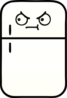 Bir insan tarafından çizilmiş bir buzdolabının gölgelenmiş karikatürü.