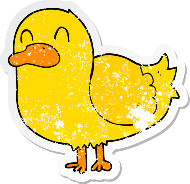 Bir insan tarafından çizilmiş bir ördeğin sıkıntılı çıkartması.