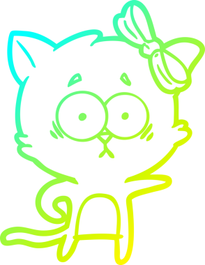 Bir insan tarafından çizilen çizgi film kedisinin soğuk gradyan çizgisi.