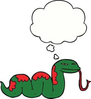 Bir insan tarafından çizilmiş düşünce balonlu sürüngen yılan.