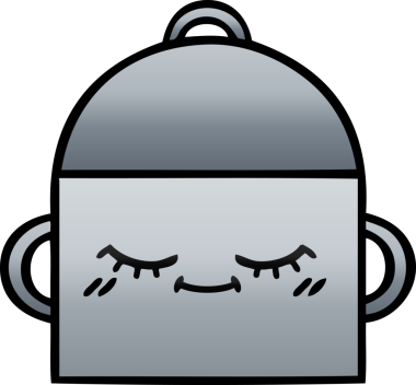 Bir insan tarafından çizilmiş tencerenin gölgeli karikatürü.