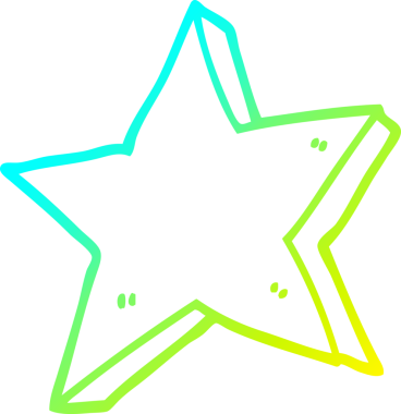 Bir insan tarafından çizilmiş bir çizgi film yıldızının soğuk gradyan çizimi