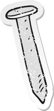 Bir insan tarafından çizilmiş karikatür çivisinin gerilemiş yapıştırması.