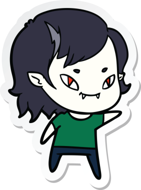 Bir insan tarafından çizilmiş, karikatür dostu vampir bir kızın çıkartması.