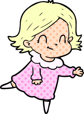 Bir insan tarafından çizilmiş karikatür dostu kız.