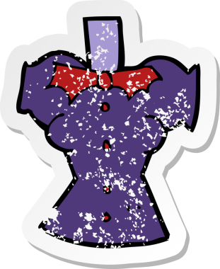 Bir insan tarafından çizilmiş karikatür vampir vücudunun gerilimli yapıştırması.