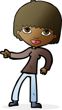 Bir insan tarafından çizilmiş çizgi film kadını.