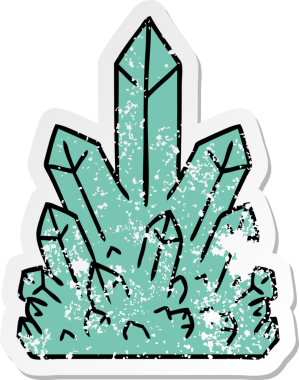 Bir insan tarafından çizilmiş kristal taşların çizilmiş karikatürü.