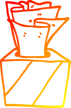 Bir insan tarafından çizilmiş bir karikatür kutusunun sıcak gradyan çizimi