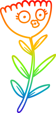 Gökkuşağı gradyan çizimi bir insan tarafından çizilmiş bir çiçek çizimi