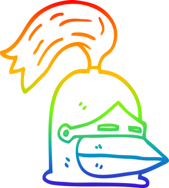 Gökkuşağı gradyan çizgi çizimi Bir insan tarafından çizilmiş altın kask