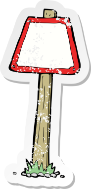 Bir insan tarafından çizilmiş çizgi film tabelasının gerilimli retro çıkartması.