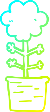 Bir insanın çizdiği karikatür çiçeğinin soğuk gradyan çizgisi.