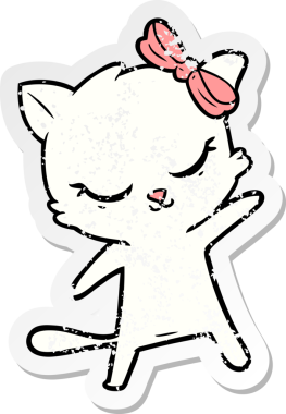 Bir insan tarafından çizilmiş şirin bir çizgi film kedisinin sıkıntılı çıkartması.