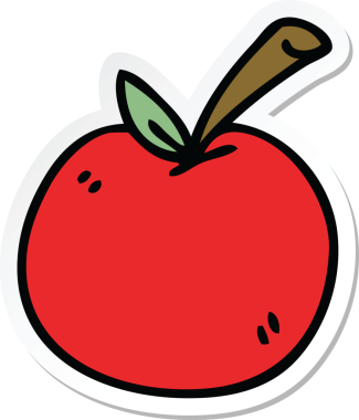 Bir insan tarafından çizilmiş tuhaf bir elmanın çıkartması.