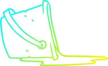 Bir çizgi filmin soğuk gradyan çizimi bir insan tarafından çizilmiş bir kova su.