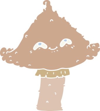 Bir insan tarafından çizilmiş düz renkli çizgi film mantarı.