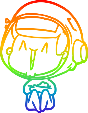 gökkuşağı gradyan çizimi mutlu bir çizgi astronot çizimi bir insan tarafından çizildi