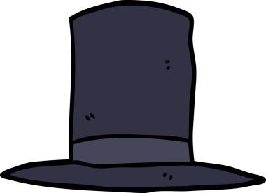 Bir insan tarafından çizilmiş karikatür silindir şapka.