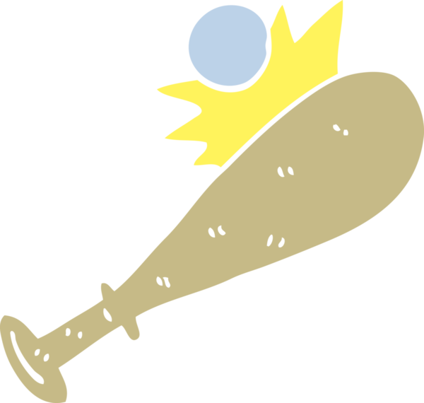 Bir insan tarafından çizilmiş düz renkli çizgi film beysbol sopası