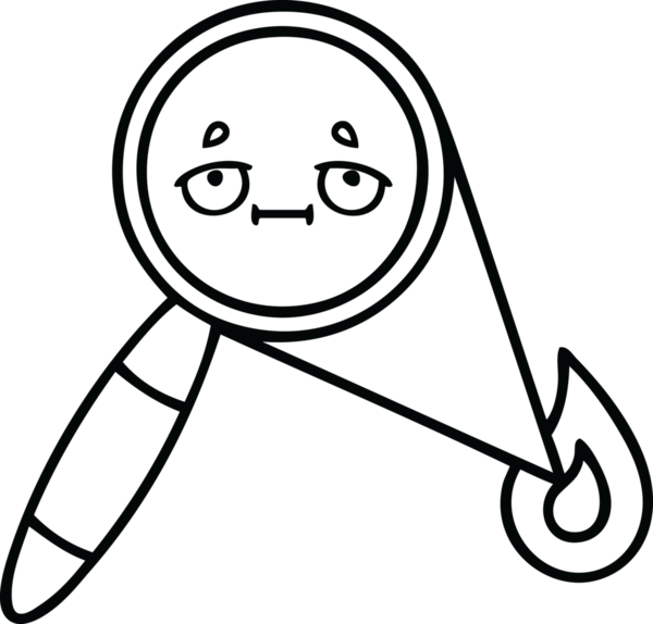 Bir insan tarafından çizilmiş bir büyüteç çizgi çizimi