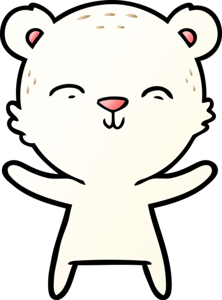 Bir insan tarafından çizilmiş mutlu kutup ayısı çizgi filmi.