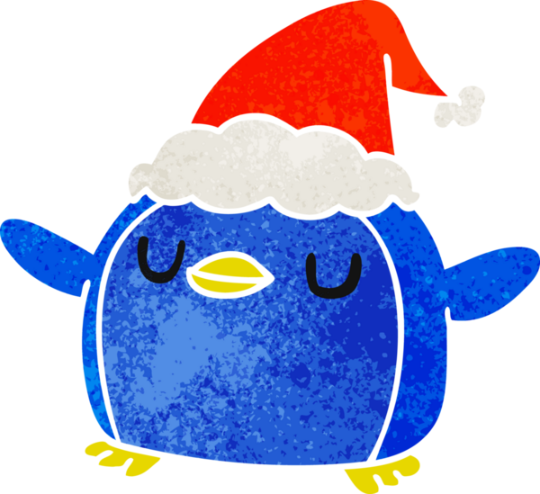 Bir insan tarafından çizilmiş Kawaii pengueninin eski bir karikatürü.