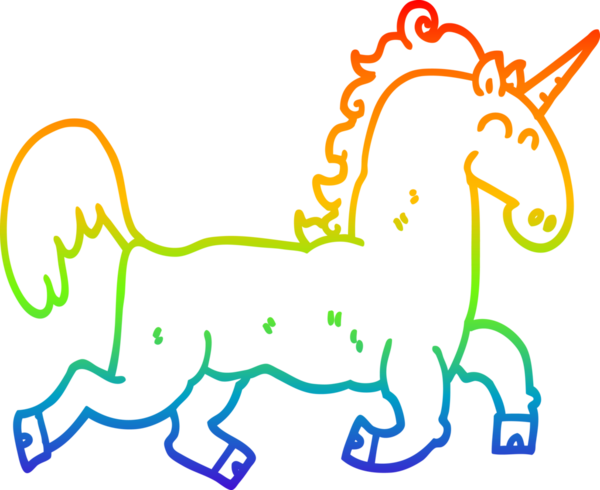 gökkuşağı gradyan çizgi çizimi bir insan tarafından çizilmiş tek boynuzlu at