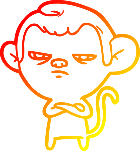 Bir insan tarafından çizilmiş çizgi film maymunu çizimi