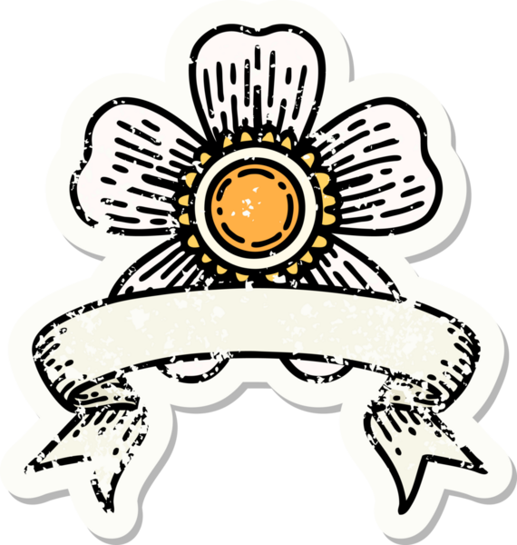 Bir insan tarafından çizilmiş çiçeğin bayrağını taşıyan eski bir etiket.