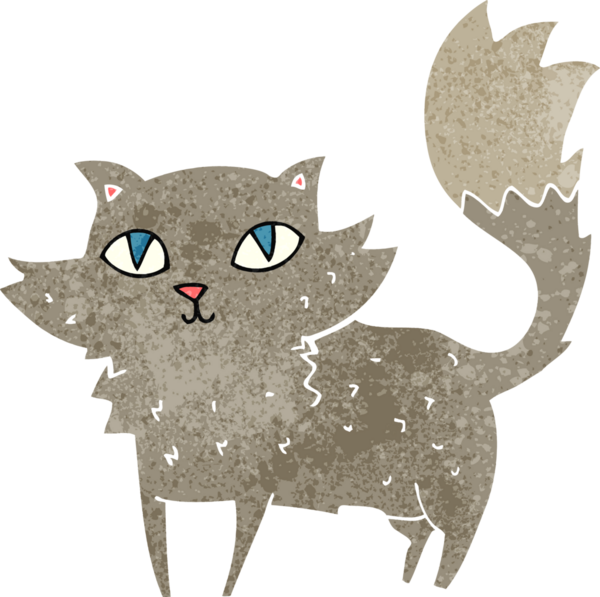 Bir insan tarafından çizilmiş çizgi film kedisi.