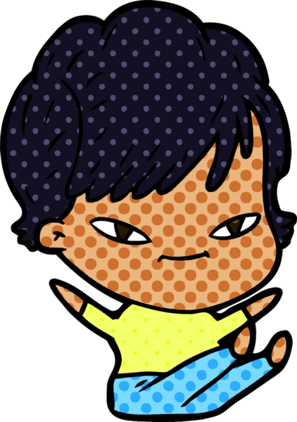 Bir insan tarafından çizilmiş mutlu bir kadın.