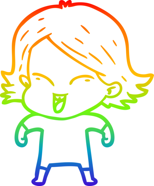 gökkuşağı gradyan çizimi mutlu bir çizgi film kızı bir insan tarafından çizildi