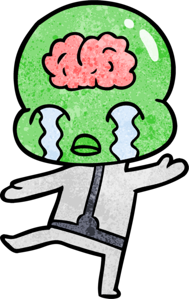 Bir insan tarafından çizilmiş koca beyinli bir uzaylı ağlaması.