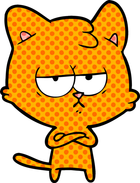 Bir insan tarafından çizilmiş sıkıcı çizgi film kedisi.
