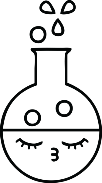 Bir insan tarafından çizilmiş bir test tüpünün çizgi çizimi