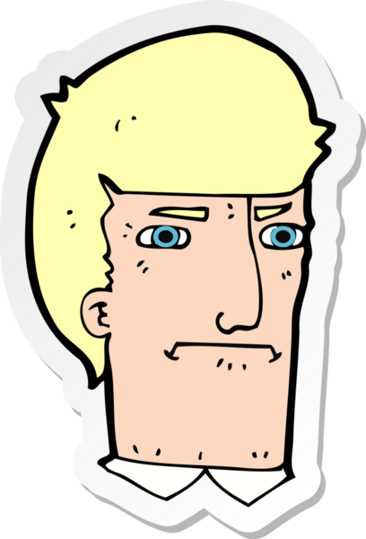 Çizgi film adamının çıkartması Bir insan tarafından çizilen gözleri daraltıyor