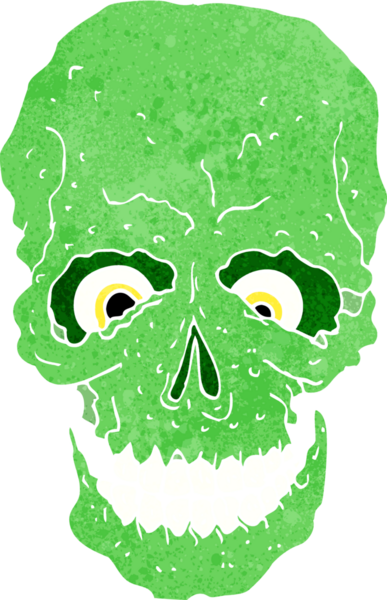 Bir insan tarafından çizilmiş ürkütücü bir kafatası.