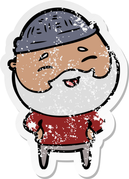 Bir insan tarafından çizilmiş mutlu sakallı bir adamın sıkıntılı çıkartması.