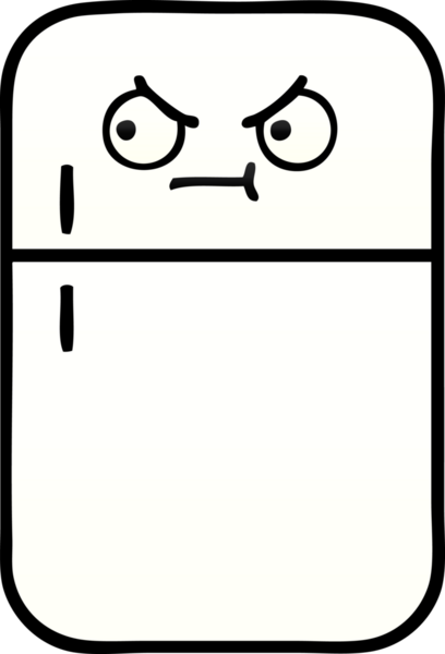 Bir insan tarafından çizilmiş bir buzdolabının gölgelenmiş karikatürü.