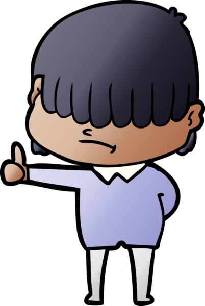 Bir insan tarafından çizilmiş dağınık saçlı çizgi film çocuğu.